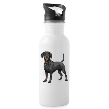 Dachshund Dackel - Trinkflasche mit integriertem Trinkhalm - Weiß - Rechts
