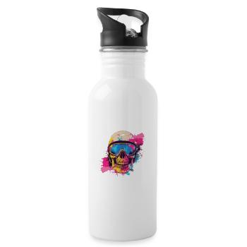 Ski Skelett Skibrille Skull - Trinkflasche mit integriertem Trinkhalm - Weiß - Rechts