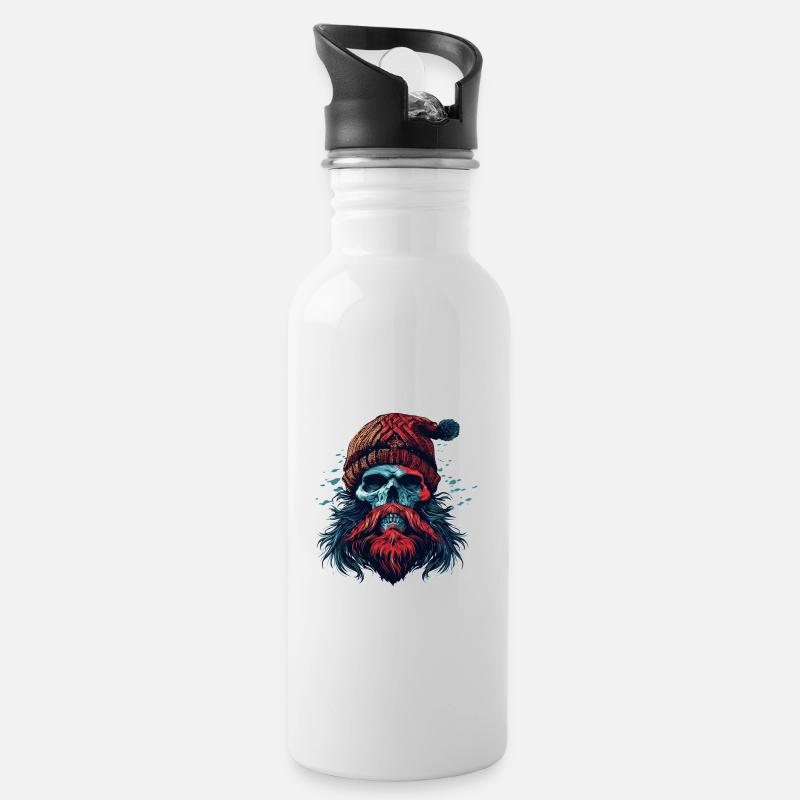 Holzfäller Skelett - Trinkflasche mit integriertem Trinkhalm - Weiß
