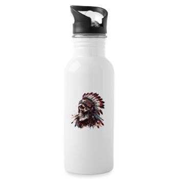Indian Chief Skeleton - Water bottle with straw - white - Right