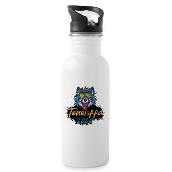 Teneriffa 2024 Party Wolf - Trinkflasche mit integriertem Trinkhalm - Weiß - Rechts