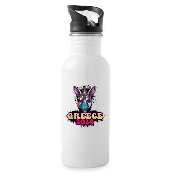 Grèce 2024 Âne de fête - Gourde avec paille intégrée - blanc - Droite