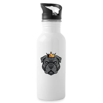 Mastiff Dog Head Crown - Water bottle with straw - white - Right