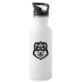 Tête de chien Akita Couronne - Gourde avec paille intégrée - blanc - Droite