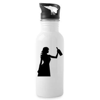 Woman Party Silhouette - Water bottle with straw - white - Right