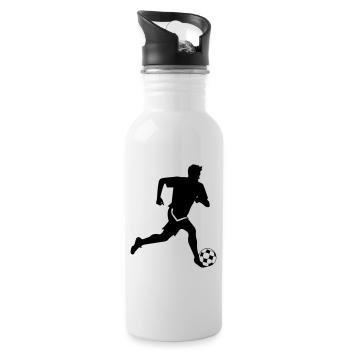 Silhouette de footballeur Joueur de football Sport - Gourde avec paille intégrée - blanc - Droite