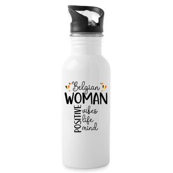 Positives Mädchen Belgische Frau - Trinkflasche mit integriertem Trinkhalm - Weiß - Rechts