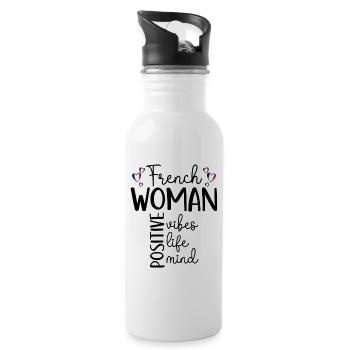 Positive Girl French Woman - Water bottle with straw - white - Right