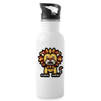 Löwe Halloween Tier - Trinkflasche mit integriertem Trinkhalm - Weiß - Rechts