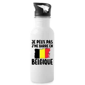 J'Me Barre En Belgique Voyage Cadeau - Gourde avec paille intégrée - blanc - Droite