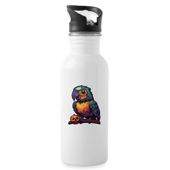 Papagai Halloween Tier - Trinkflasche mit integriertem Trinkhalm - Weiß - Rechts