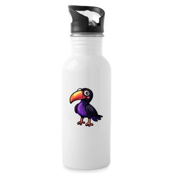 Toucan Bird Halloween Animal - Water bottle with straw - white - Right
