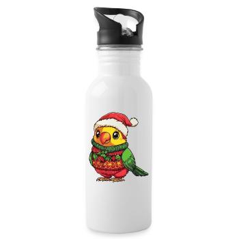 Parrot Christmas Comic - Water bottle with straw - white - Right