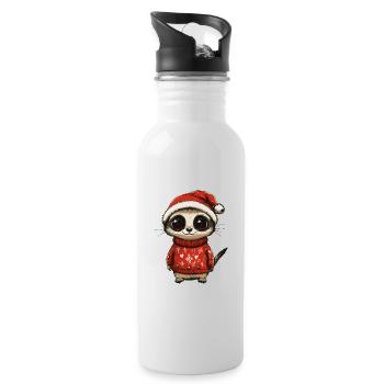 Bande dessinée de Noël de suricate - Gourde avec paille intégrée - blanc - Droite
