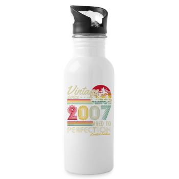 Millésime 2007 Cadeau d’anniversaire Rétro - Gourde avec paille intégrée - blanc - Droite