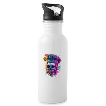 Chef Chef Skull - Water bottle with straw - white - Right