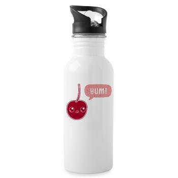 Yummy Cherry - Trinkflasche mit integriertem Trinkhalm - Weiß - Rechts