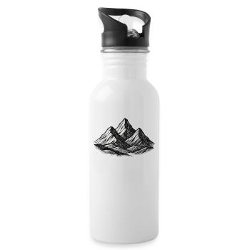 Snow-capped mountains – adventure & nature - Water bottle with straw - white - Right