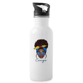 Kongo Frau Kongolesisches Mädchen - Trinkflasche mit integriertem Trinkhalm - Weiß - Rechts