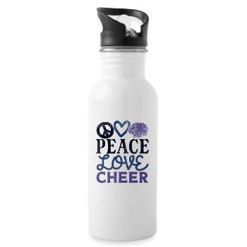 Peace Love Cheer Design - Trinkflasche mit integriertem Trinkhalm - Weiß - Rechts