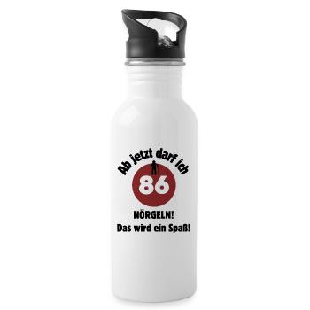 86th birthday From now on I can nag - fun - Water bottle with straw - white - Right
