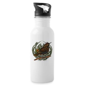 Mystic wren in Celtic style - Water bottle with straw - white - Right