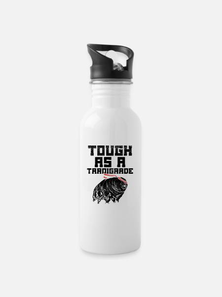 Stark Wie Ein Bärtierchen – Mikrobiologen Humor - Trinkflasche mit integriertem Trinkhalm - Weiß