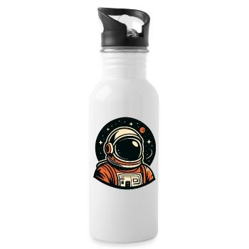 Orange astronaut in space - Water bottle with straw - white - Right