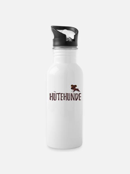 Hütehunde Hütehund Hunde Hund Hündchen Hundi - Trinkflasche mit integriertem Trinkhalm - Weiß