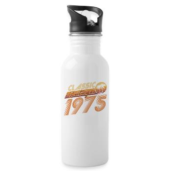 1975 born vintage 1975 retro gift - Water bottle with straw - white - Right