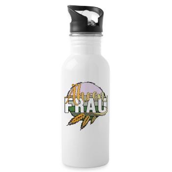 Landwirtin Dorfleben Ährenfrau vom Biobauernhof - Trinkflasche mit integriertem Trinkhalm - Weiß - Rechts