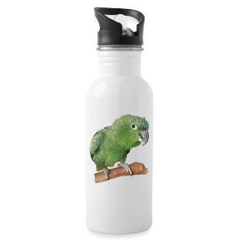 Der Farinöse Papagei - Trinkflasche mit integriertem Trinkhalm - Weiß - Rechts