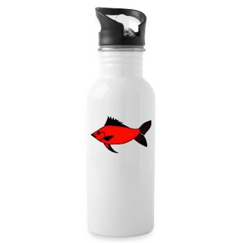 Expressionist Red Drummer Fish (Redfish) - Water bottle with straw - white - Right
