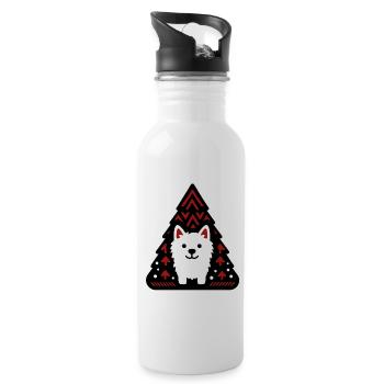 Petit chien qui attend Noël avec impatience - Gourde avec paille intégrée - blanc - Droite