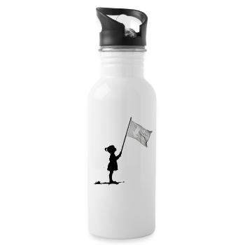 Friedenstaube Flaggenmotiv - Trinkflasche mit integriertem Trinkhalm - Weiß - Rechts