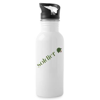 Logo soldier - Water bottle with straw - white - Right