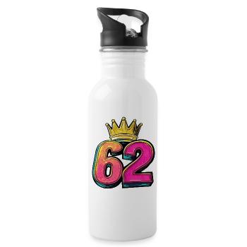 62 Number Crown - Water bottle with straw - white - Right