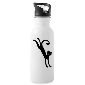 Retro springende Katze - Trinkflasche mit integriertem Trinkhalm - Weiß - Rechts