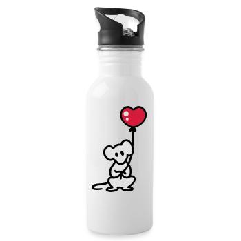 Souris + ballon - Gourde avec paille intégrée - blanc - Droite