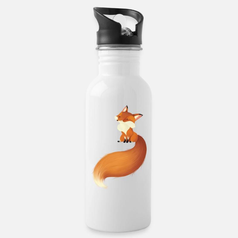 Fuchs - Trinkflasche mit integriertem Trinkhalm - Weiß