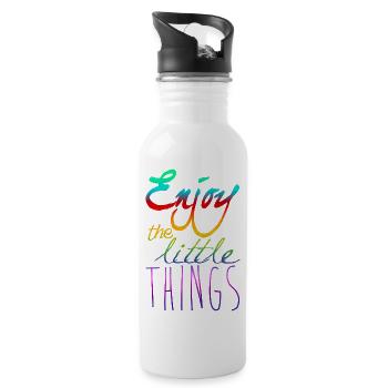 Enjoy The Little Things - Trinkflasche mit integriertem Trinkhalm - Weiß - Rechts
