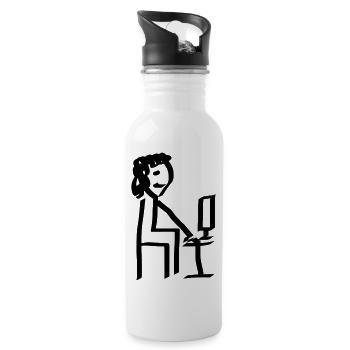 officeplankton - Trinkflasche mit integriertem Trinkhalm - Weiß - Rechts