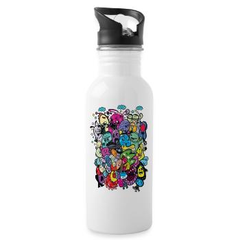 monster friends.png - Water bottle with straw - white - Right
