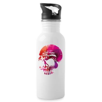 Skulls go hard - Water bottle with straw - white - Right