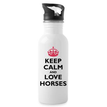 Keep Calm & Love Horses - Water bottle with straw - white - Right