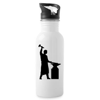 schmied_1c - Water bottle with straw - white - Right