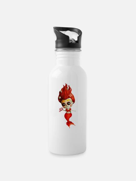 The Day of The Dead Mermaid Catrina Hoodies & - Water bottle with straw - white
