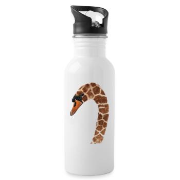 Giraffen Schwan - Trinkflasche mit integriertem Trinkhalm - Weiß - Rechts