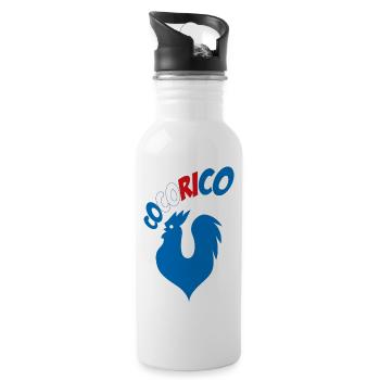 France Euro 2016 bleu blanc rouge coq Cocorico - Gourde avec paille intégrée - blanc - Droite