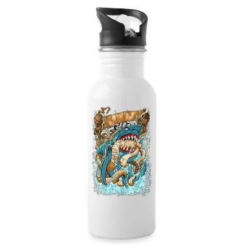 OCTOPUS v SHARK - Water bottle with straw - white - Right